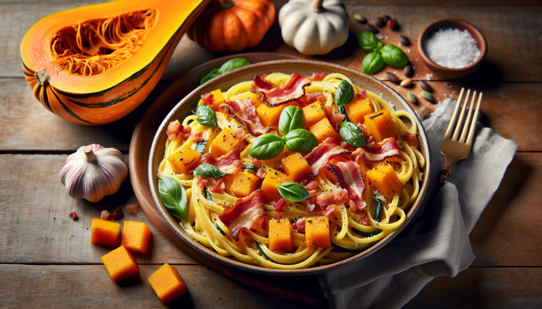 pasta con zucca e pancetta